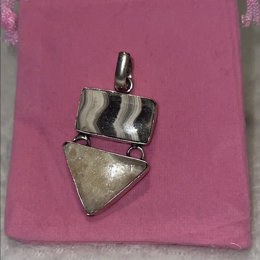 Elegant Silver 925 zebra Jasper and agate pendant - Picture 4 of 9